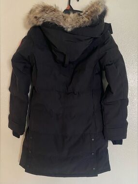 Canada Goose Black Long Puffer Parka with Fur-Trim Hood